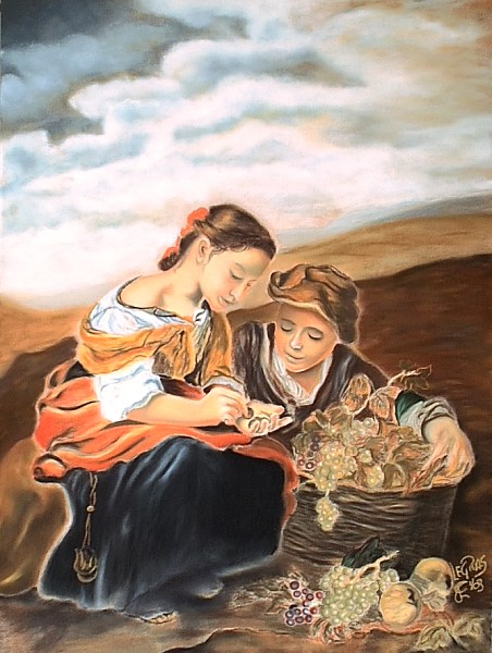 041 La petite marchande (inspire de Murillo).jpg - Marchande (d'après Murillo 3) (60x80 cm)   &nbsp;Vendu&nbsp; 